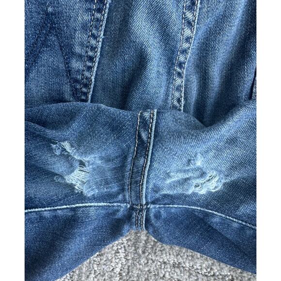 Mother The Looker Crop 5 Pocket Blue Jeans Damaged 29 on the edge large denim - Picture 3 of 10